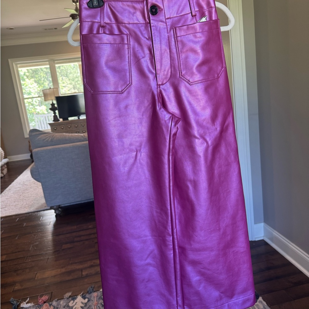 Anthropologie Maeve Pink Faux Leather Pants